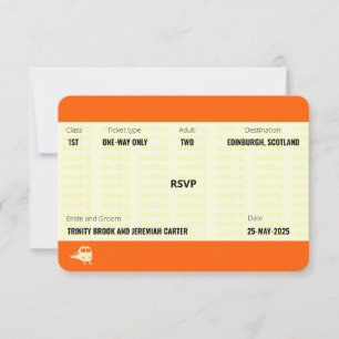 Cartão RSVP Bilhete de Trem Inspirado   Confirmação de Presenç