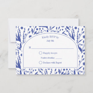 Cartão RSVP Biologia Elegante Clássica no Casamento Azul