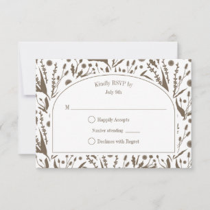 Cartão RSVP Biologia Elegante Clássica no Casamento do Taupe N