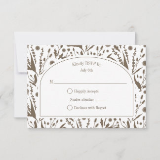 Cartão RSVP Biologia Elegante Clássica no Casamento do Taupe N
