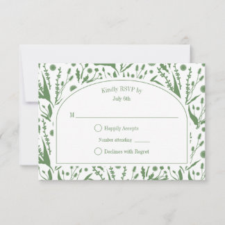 Cartão RSVP Biologia Elegante Clássica no Casamento Verde de S