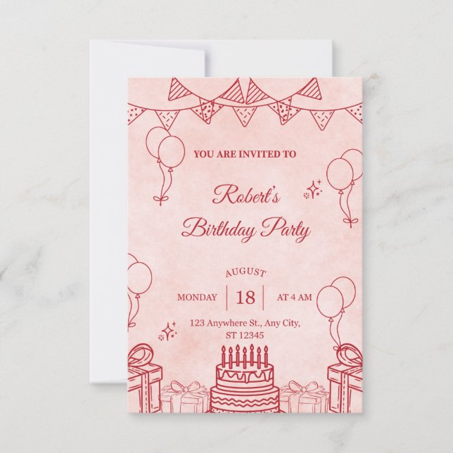 Cartão RSVP Birthday invitation (Frente)