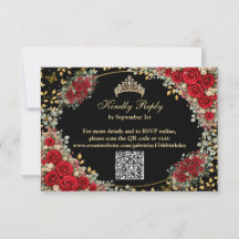Black and Red Golden Butterfly Quinceañera