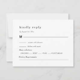 Cartão RSVP black and white wedding, foliage crest 