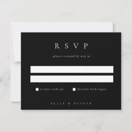 Cartão RSVP Black Elegant Boho Wedding Modern