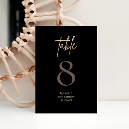 Cartão RSVP Black Gold Birthday Party Table Number