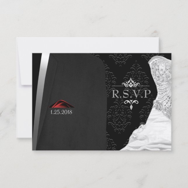 Cartão RSVP Black Tie Diamond R.S.V.P. (Frente)
