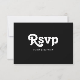 Cartão RSVP Black Tie Minimalist Wedding | Modern Typography