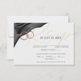 Cartão RSVP Black Velvet with Wedding Rings Response Card