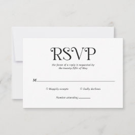 Cartão RSVP Blaire Black White Modern Weds