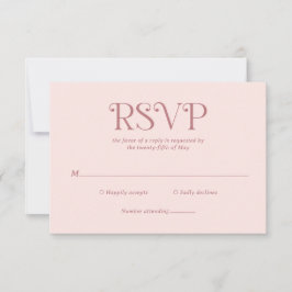 Cartão RSVP Blaire Blush Modern Weding Rosa