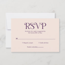 Cartão RSVP Blaire Purple Modern Wedding