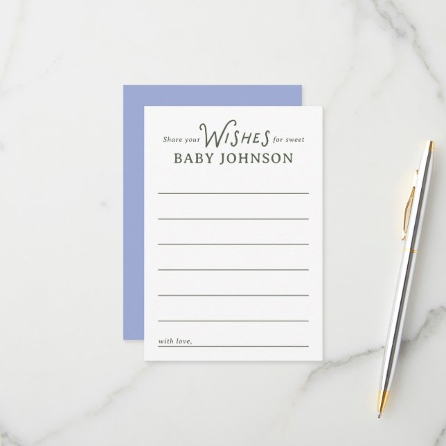 Cartão RSVP Blue and Green Wishes for Baby Shower Card (Frente/Verso In Situ)