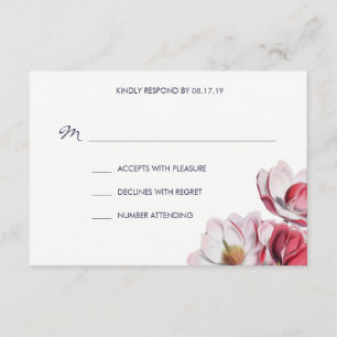 Cartão RSVP Blue da meia-noite de casamento da Magnolia Meridi