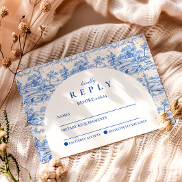 Cartão RSVP Blue Floral Toile Graduation Party