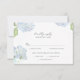 Cartão RSVP Blue Hydrangea Wedding Response Card