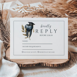 Cartão RSVP Blue Laurel Tooth Graduation Party