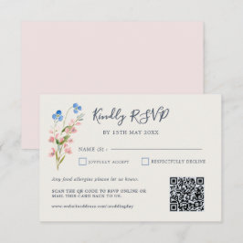 Cartão RSVP Blue Pink Wildflowers Response Card