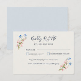 Cartão RSVP Blue Pink Wildflowers Response Card
