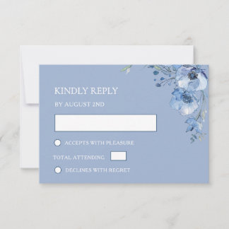 Cartão RSVP Blue Watercolor Wedding