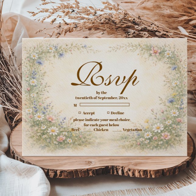 Cartão RSVP Blush Blue Meadow Quinceañera (Criador carregado)