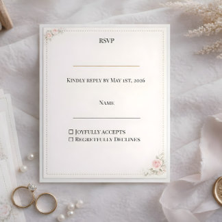 Cartão RSVP Blush Floral de Luxo
