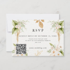 Cartão RSVP Blush Floral Gold Geometric wedding