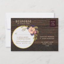 Blush Floral Rustic Wood Return Endereço Casamento