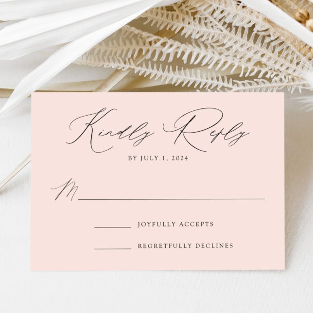 Cartão RSVP Blush Modern Elegance Wedding (Criador carregado)