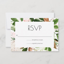 Cartão RSVP Blush Pink e Greenery Casamento