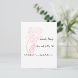 Cartão RSVP Blush Pink Floral Line Art Wedding