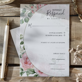 Cartão RSVP Blush Pink Floral Watercolor Wedding