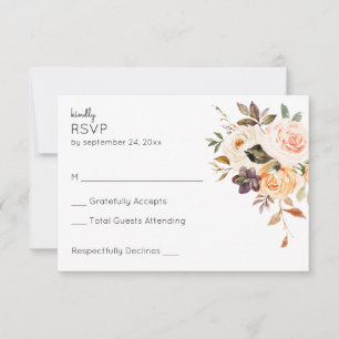 Cartão RSVP Blush Pink & Peach Rustic Floral no Meal Casamento