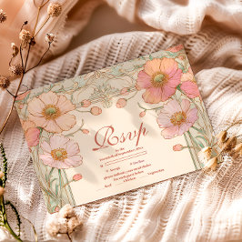 Cartão RSVP Blush Poppy Quinceañera Celebration