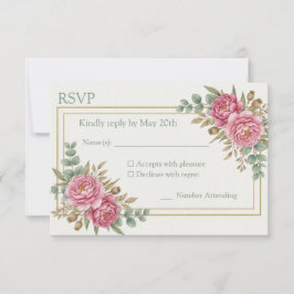 Cartão RSVP Blush Watercolor Wedding Response Card