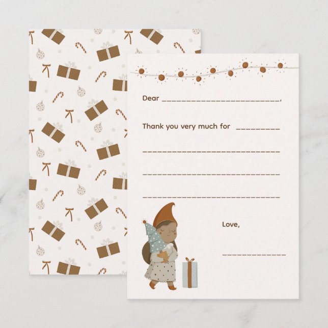 Cartão RSVP Boas Festas de Natal Obrigado nota, preencha o car (Frente/Verso)