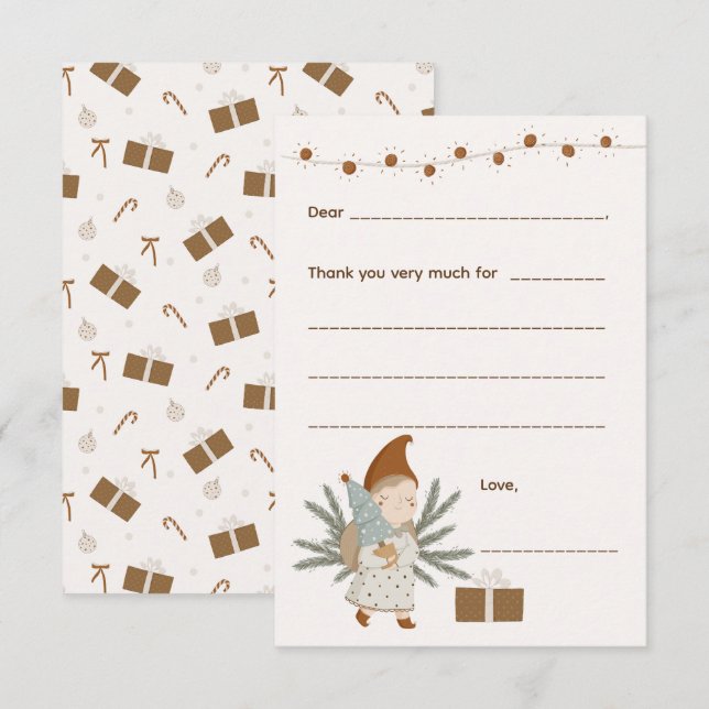 Cartão RSVP Boas Festas de Natal Obrigado nota, preencha o car (Frente/Verso)