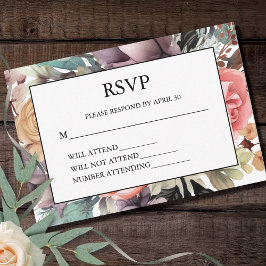 Cartão RSVP Bohemian Floral Buquê Watercolor