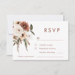 Cartão RSVP Bohemian Floral Terracotta Wedding