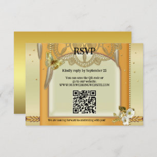 Cartão RSVP Bohemian QR Code Dreamcatcher Weding