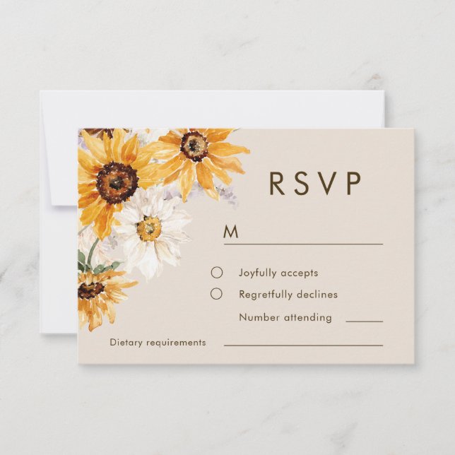 Cartão RSVP Bohemian Sunflower Wedding  (Frente)
