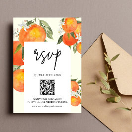 Cartão RSVP Boho Abstract Sketchy Orange Garden Wedding