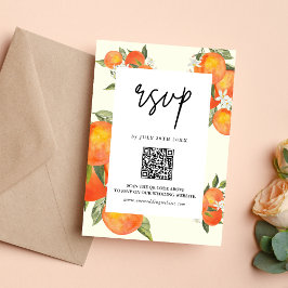 Cartão RSVP Boho Abstrato Desenho Imperfeito Jardim Laranja Ca