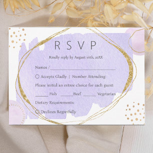 Cartão RSVP Boho Abstrato Watercolor Casamento Púrpura