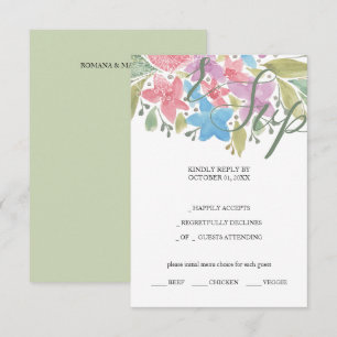 Cartão RSVP Boho Artístico Verde Cobra Floral