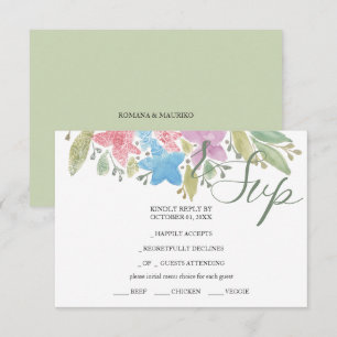 Cartão RSVP Boho Artístico Verde Cobra Floral