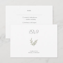 Cartão RSVP Boho Bamboo Folha Botânica Molha Elegante Verde