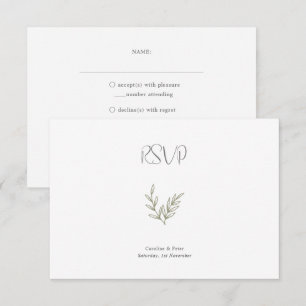 Cartão RSVP Boho Bamboo Folha Botânica Molha Elegante Verde