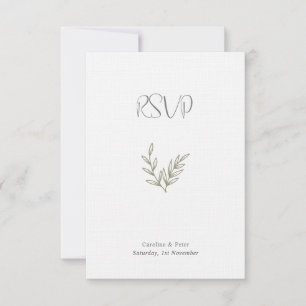 Cartão RSVP Boho Bamboo Folha Botânica Molha Elegante Verde
