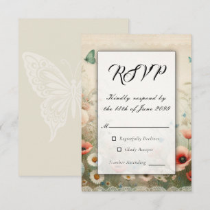 Cartão RSVP Boho Blooms e Vintage Vows Casamento